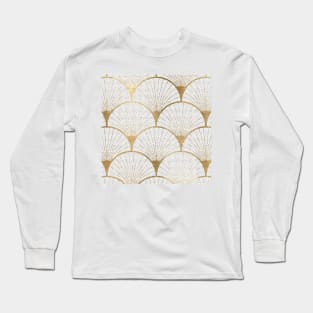 Art Deco pattern - golden polkadot fans Long Sleeve T-Shirt